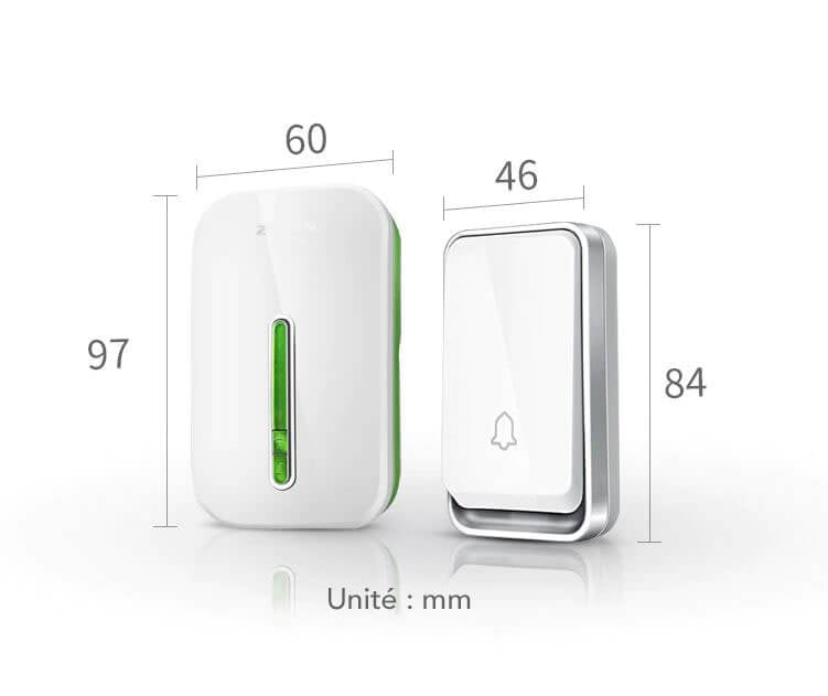 Sonnette sans fil sans pile étanche – Sonnette sans fil facile à installer type castorama pour maison