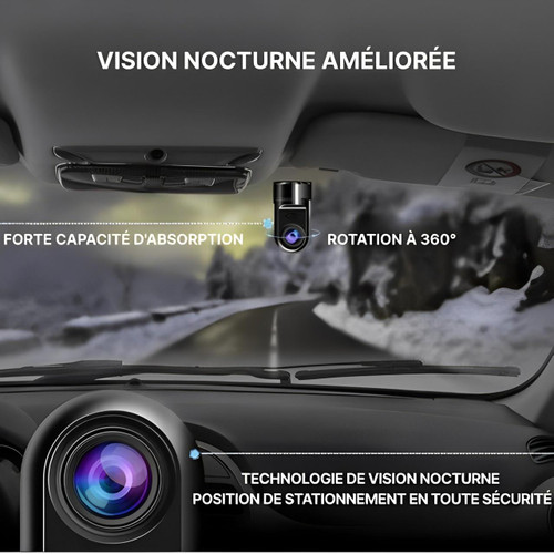 Caméra embarquée véhicule avec surveillance voiture – Caméra anti vandalisme voiture 360 pour sécurité