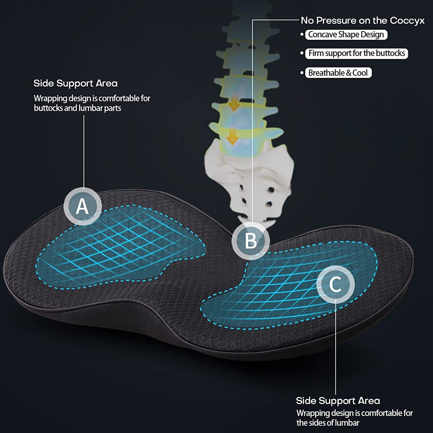Coussin rehausseur voiture confortable – Réhausseur adulte pour voiture et rehausseur conducteur ergonomique